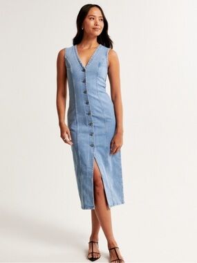 corset lace up midi dress abercrombie Twill Corset Midi Dress